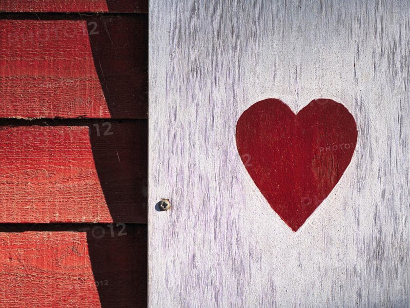 Red heart on a shutter, Lilla Holmen, Mariehamn, Fasta Aland, Aland Islands, Aland Islands, Finland, Europe
