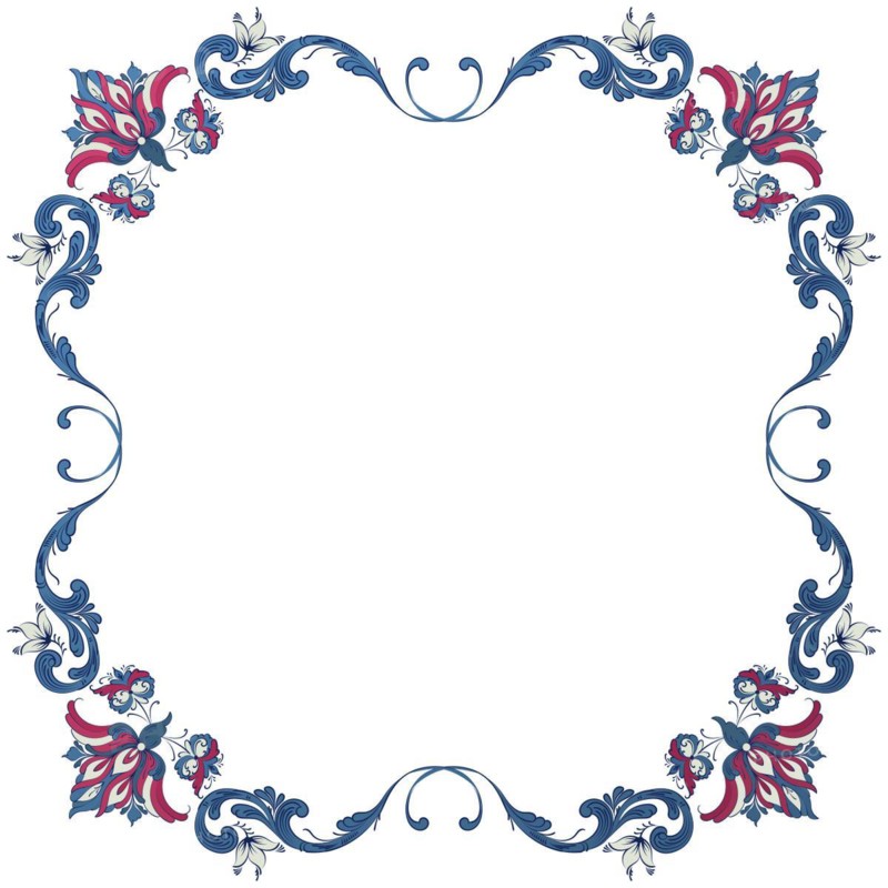 Vector floral frame with traditional Norwegian Rosemaling motif