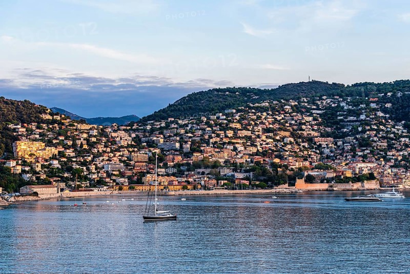 Sunrise over Harbor and Bay of Villefranche-sur-Mer, French Riviera, France, Europe