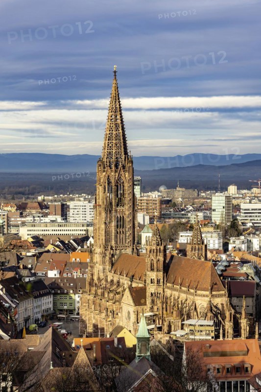 City view with cathedral, Freiburg im Breisgau, Baden-Wuerttemberg, Germany, Europe
