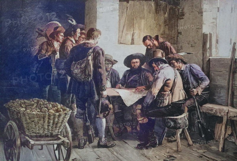 Council of war with Andreas Hofer in the year 1809, Tyrolean Rebellion, Historical, digitally restored reproduction of an original from the 19th century, exact date unknown