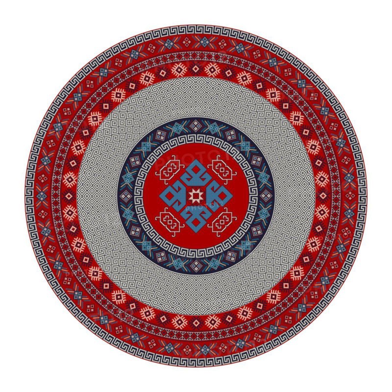 Traditional Kilim round decorative element, vector template
