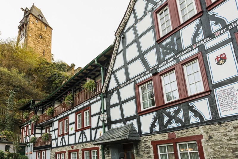 Historic half-timbered houses, Malerwinkel, Bacharach, Upper Middle Rhine Valley, UNESCO World Heritage Site, Rhine, Rhineland-Palatinate, Germany, Europe