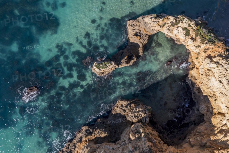 Praia da Marinha, rocks and cliffs, steep coast in the Algarve, Portugal, Europe