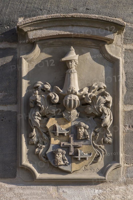 Coat of arms on the Holzschuher Chapel at the Johannis Cemetery, Nuremberg, Middle Franconia, Bavaria, Germany, Europe