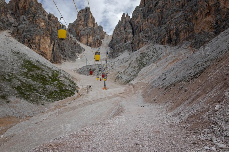 Gondola lift to Forcella Staunies, Monte Cristallo group, Dolomites, Italy, Monte Cristallo group, Dolomites, Italy, Europe