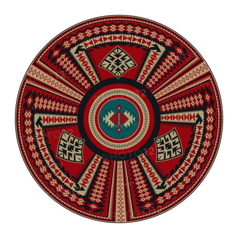 Traditional Kilim round decorative element, vector template