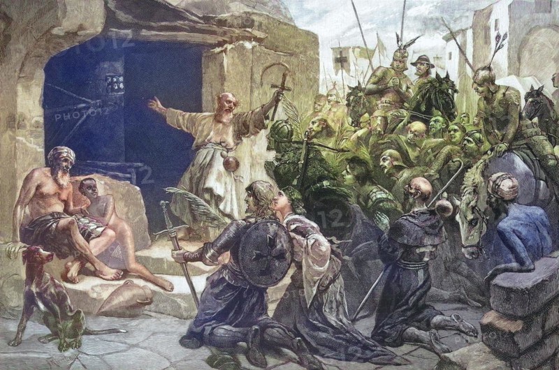 Christmas of the participants of the Crusades in Bethlehem, Historical, digitally restored reproduction of an original from the 19th century, exact date unknown
