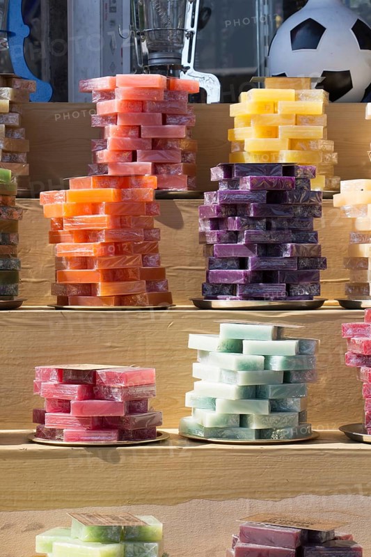 Collection of bars of fragrant hand made organic soap