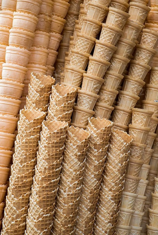 Empty Waffle Ice Cream Cones in the view
