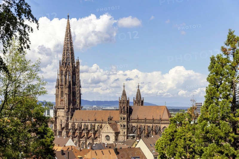 City view with cathedral, Freiburg im Breisgau, Baden-Wuerttemberg, Germany, Europe