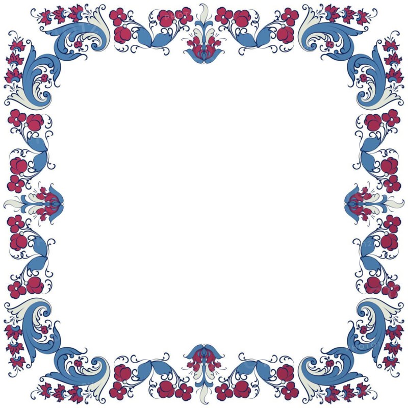 Vector floral frame with traditional Norwegian Rosemaling motif