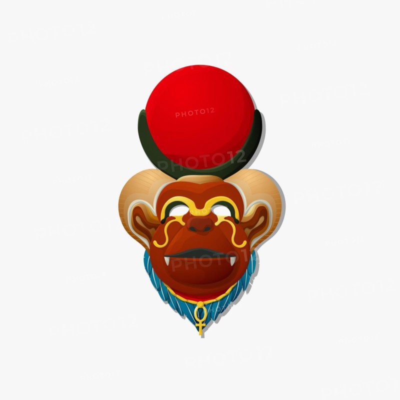Mask of the Egyptian god Thoth in baboon form, vector illustration