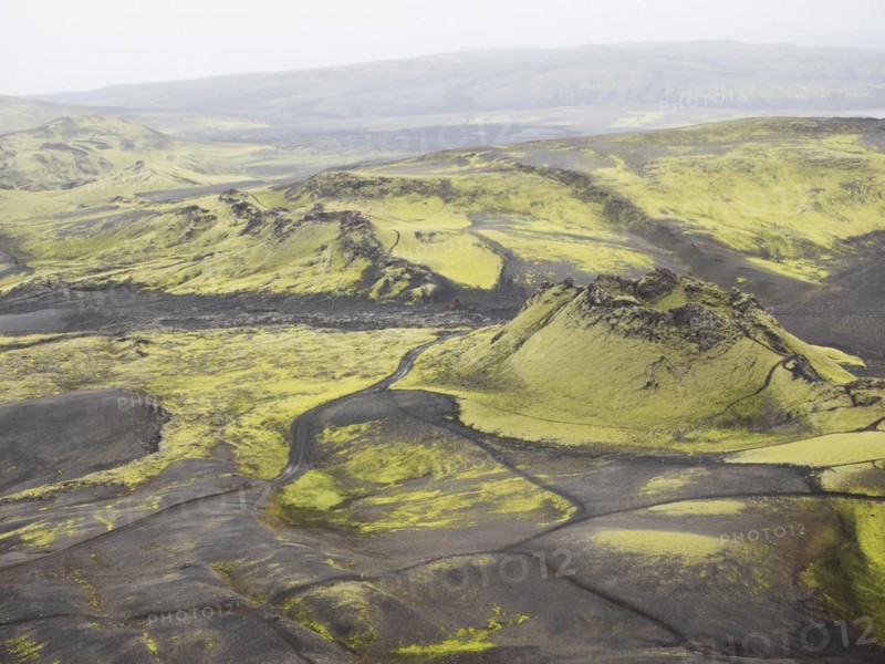Moss-covered volcanic landscape, Laki Crater or Lakagigar, Highlands, South Iceland, Suourland, Iceland, Europe