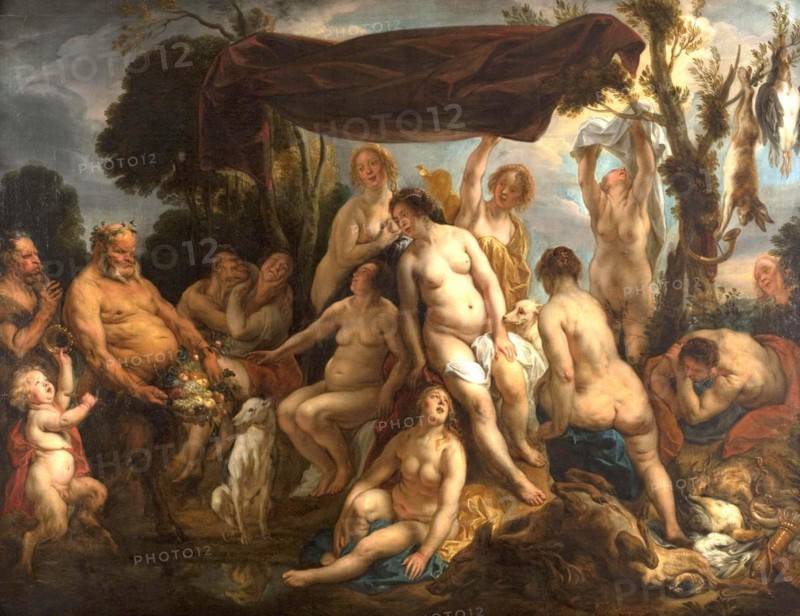 Dianes Rest, the Goddess of the Hunt, Painting by Jacob Jordaens, Historical, Digitally restored reproduction from a historical work of art