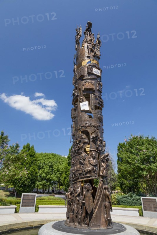 Tulsa, Oklahoma, The Tower of Reconciliation at John Hope Franklin Reconciliation Park. The park is a memorial based on the 1921 race massacre in which many African-Americans were murdered and the Greenwood District burned to the ground
