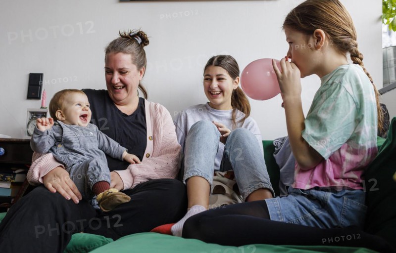 Woman with three daughters, Bonn, Germany, Europe