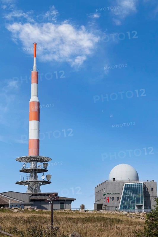 Brocken plateau with TV transmitter, Brocken hotel and Brocken museum, Brocken, Harz National Park, near Wernigerode, Saxony-Anhalt, Germany, Europe