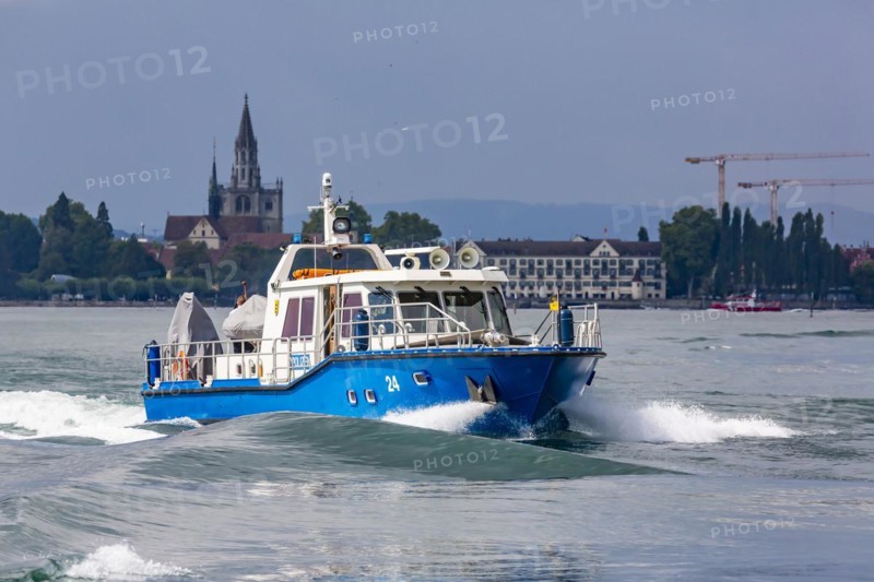 Police boat 24 of the water police on Lake Constance, Constance, Baden-Wuerttemberg, Germany, Europe
