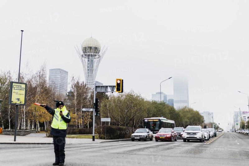 City view with a view of the Bajterek Tower, taken in Astana, Astana, Kazakhstan, Asia