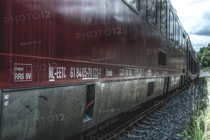 Old sleeping car, Dornap-Hahnenfurth station, Wuppertal, North Rhine-Westphalia, Germany, Europe