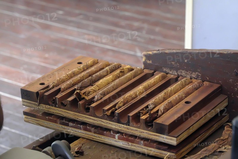 Making a cigar in the Centro Historico, Old Town of Puerto Plata, Dominican Republic, Caribbean, Central America