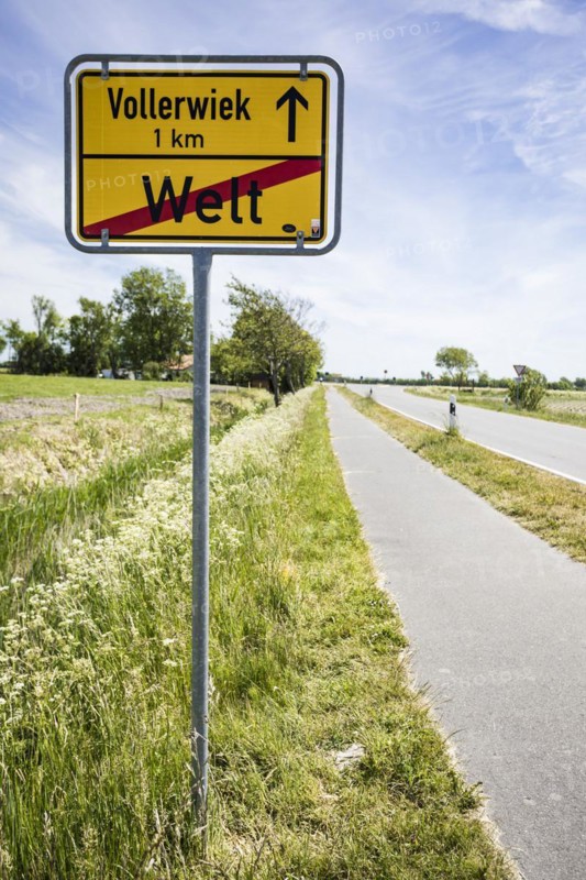 Exit of the municipality Welt in Nordfriesland, End of the World, Vollerwiek, Welt, Schleswig-Holstein, Germany, Europe