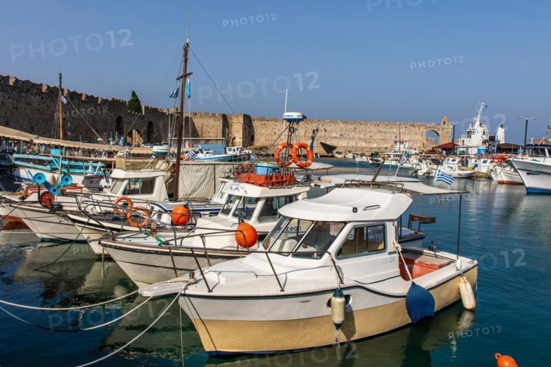 Mandraki Harbour, Rhodes Town, Greece, Europe