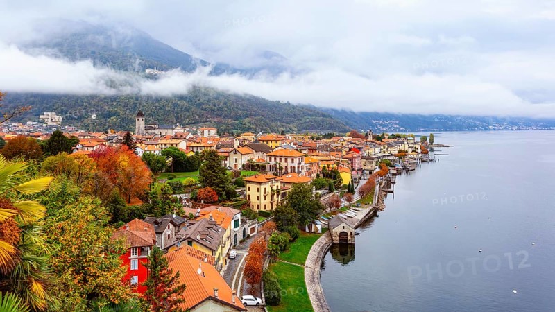 Rainy weather over Cannobio, Lake Maggiore, Verbano-Cusio-Ossola, Piedmont, Italy, Europe
