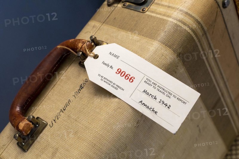Granada, Colorado, The Amache Museum near the World War 2 Amache Japanese internment camp displays suitcases that internees brought with them when evicted from their homes. More than 7, 000 Japanese and Japanese-Americans were held at the site, one of 10 internment camps in the American west