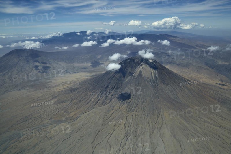 Aerial view, Ol Doinyo Lengai volcano, volcanic landscape, view from above, Tanzania, East Africa, Africa