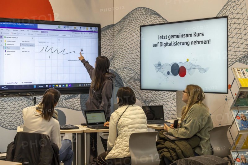 Presentation of digital teaching. The trade fair Didacta is Europes largest education trade fair, target groups are teachers and trainers at kindergartens, schools and universities. Stuttgart, Baden-Wuerttemberg, Germany, Europe