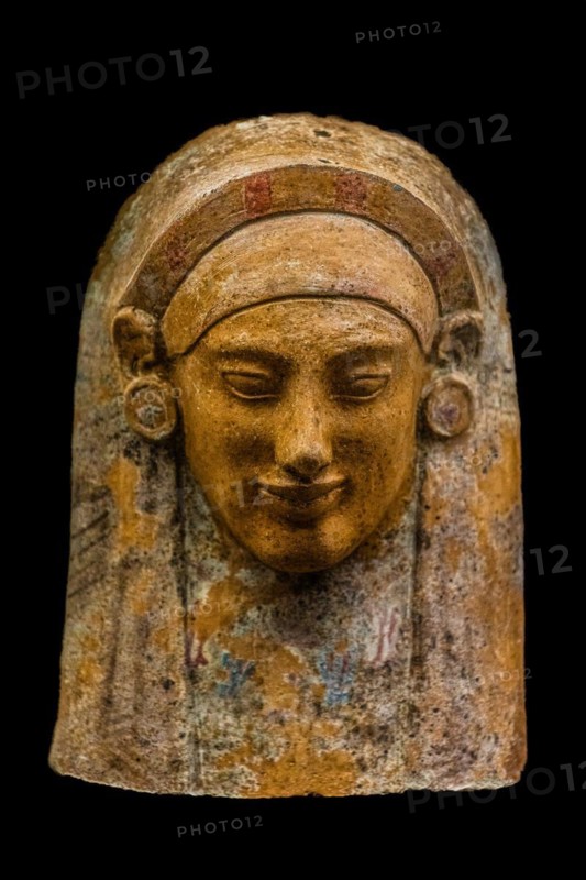 Female bust in terracotta, Ionian workshop, 525-500 BC, Archaeological Museum in the former Order Hospital of the Knights of St. John, 15th century, Old Town, Rhodes Town, Greece, Europe