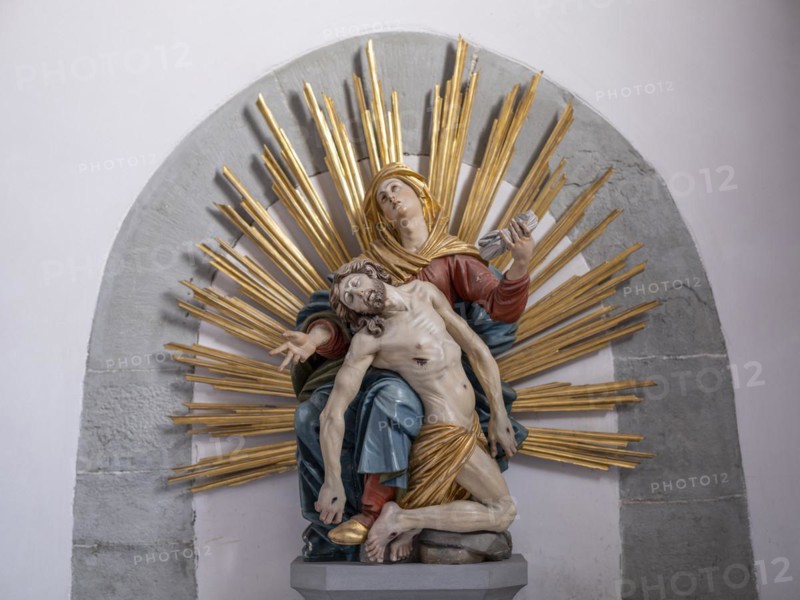 Pieta in the Catholic parish church of St. Peter and Paul, former collegiate church, Romanesque columned basilica, Unesco World Heritage Site, Niederzell on the island of Reichenau in Lake Constance, Constance district, Baden-Wuerttemberg, Germany, Europe