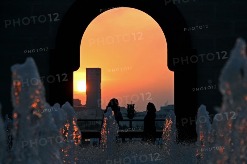 Terrace of the Museum of Islamic Art by Archtics Ieoh Ming Pei and Jean-Michel Wilmotte, Doha, Qatar, Asia