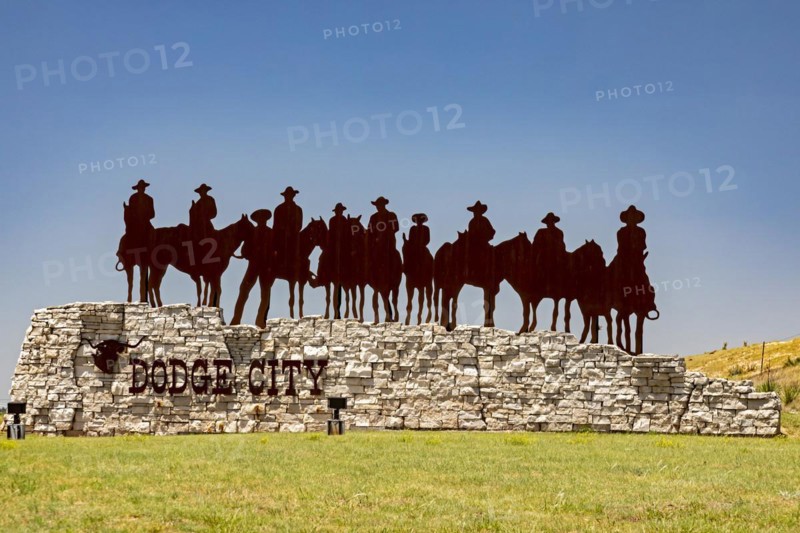 Dodge City, Kansas, A cowboy sculpture welcomes visitors to Dodge City