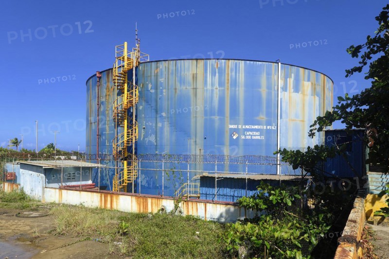 Oil tank with 56000 berral of oil in the port of Puerto Plata, Dominican Republic, Caribbean, Central America