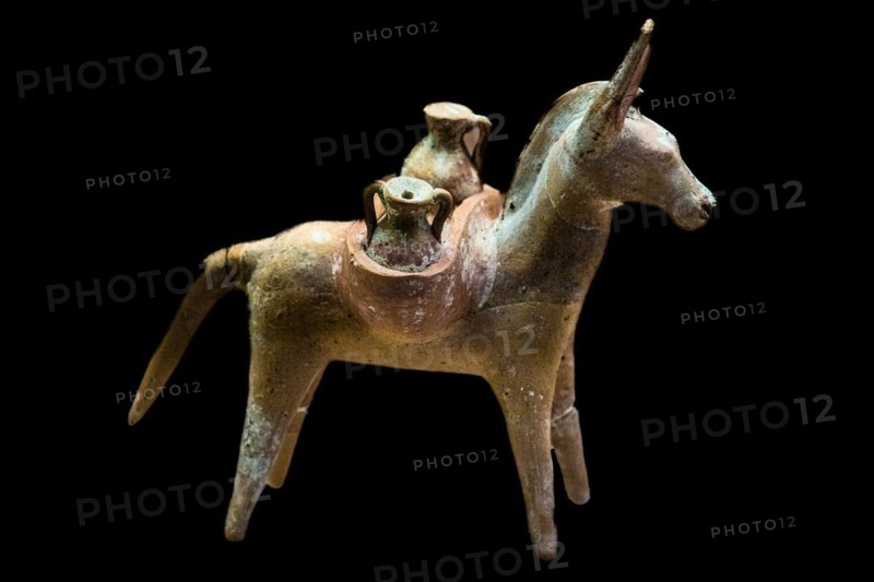 Terracotta figure of a donkey, Archaeological Museum in the former Order Hospital of the Knights of St John, 15th century, Old Town, Rhodes Town, Greece, Europe
