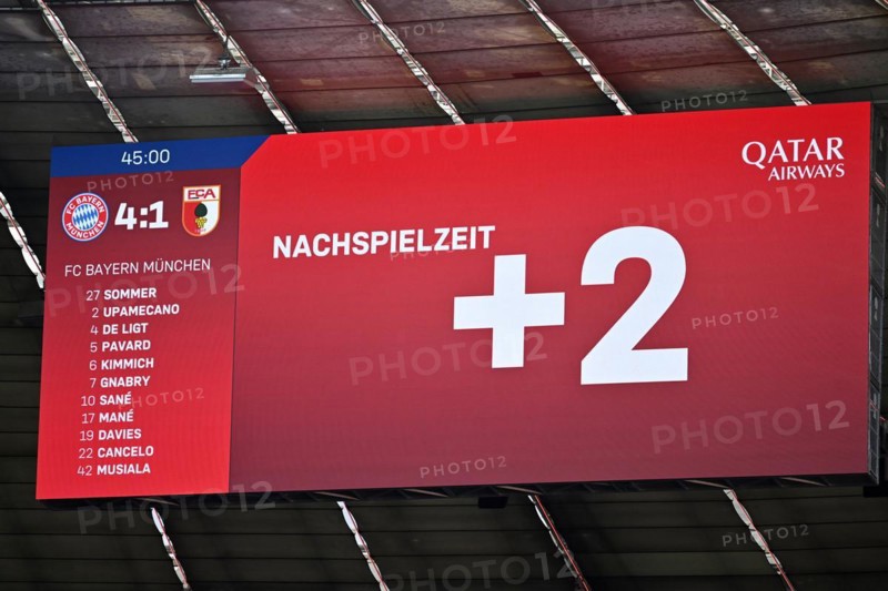 Scoreboard, Score, Overtime 2 minutes, Allianz Arena, Munich, Bavaria, Germany, Europe
