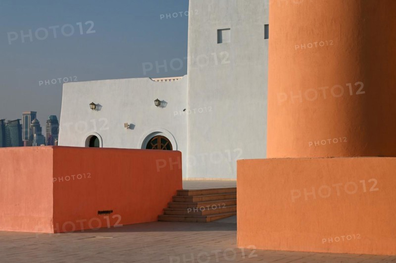 Colourful houses in Mina District, Mia Park, Old Port Doha, Qatar, Asia