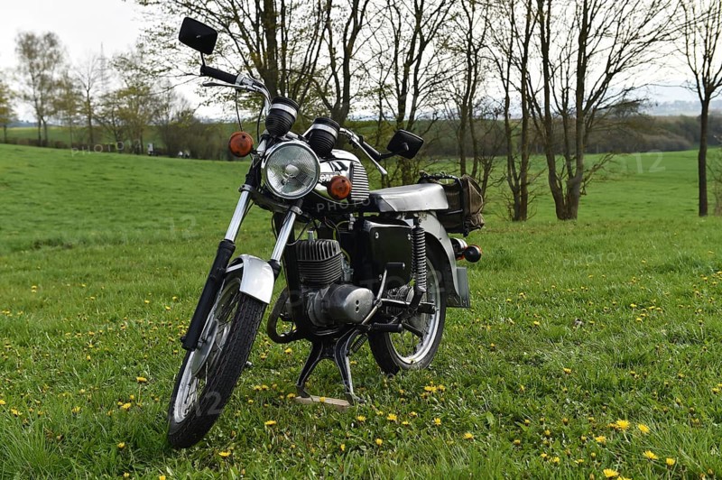 Vintage motorbike from the GDR MZ TS 150, Hesse, Germany, Europe