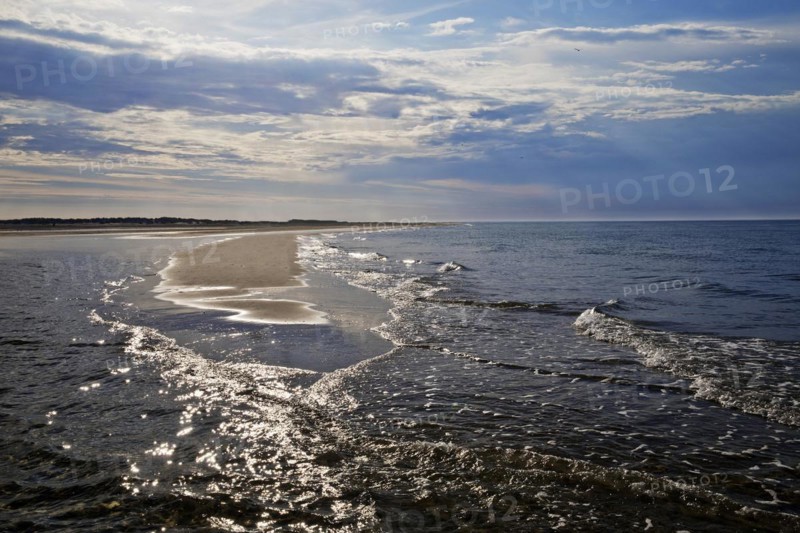 Meeting of the North Sea and the Baltic Sea at Grenen Point, Skagen, Denmark, Scandinavia, Europe