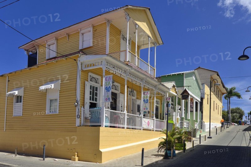 Colonial houses on Calle Duarte in Puerto Plata, Dominican Republic, Caribbean, Central America