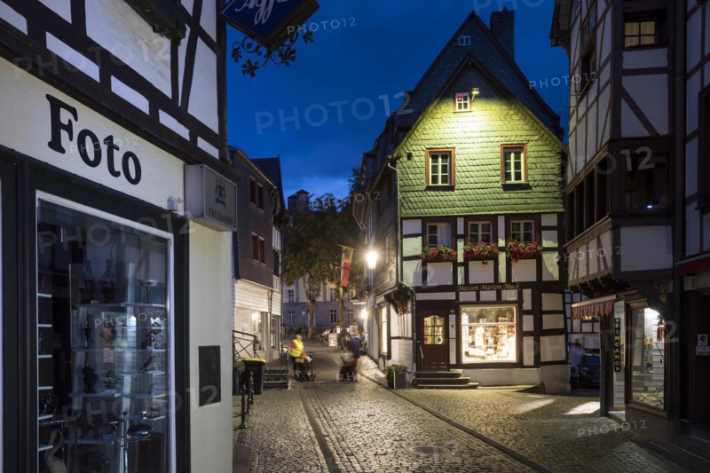 Historic Old Town Monschau in the Evening, Northern Eifel, Eifel, Monschau, North Rhine-Westphalia, North Rhine-Westphalia, Germany, Europe