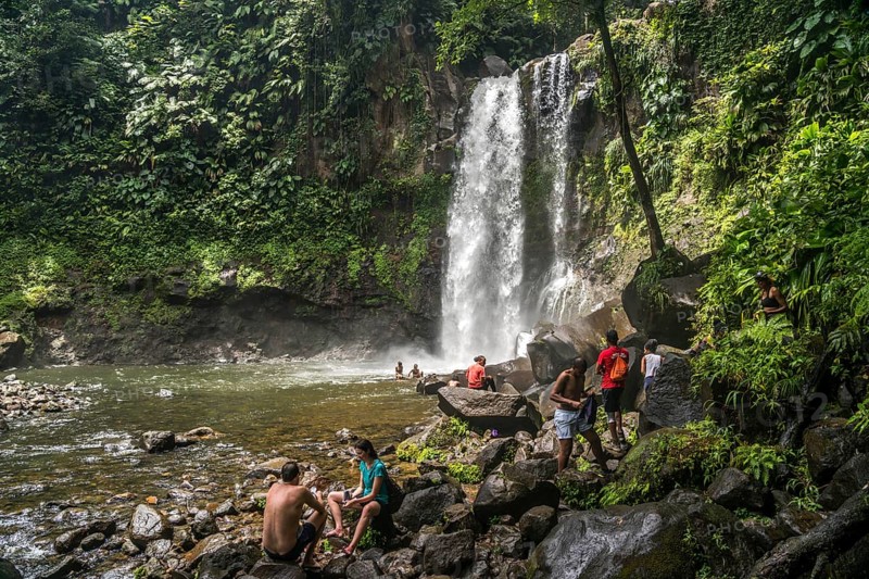 Chutes du Carbet waterfall in Guadeloupe National Park, Basse-Terre, Guadeloupe, France, North America
