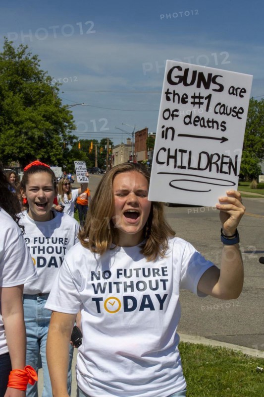 Oxford, Michigan USA, 11 June 2022, Hundreds rallied for tighter gun control laws in the town where four students were shot and killed at Oxford High School in November 2021. It was one of many rallies organized by March for Our Lives across the country protesting gun violence and mass shootings. The Oxford rally was organized by the student group No Future Without Today