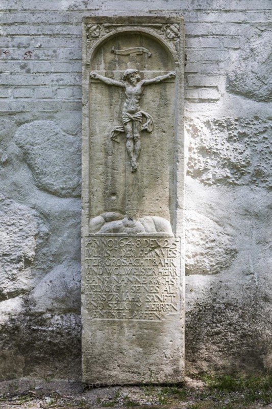 St. Laurentius Church of the Parish of Lunden, 15th and 16th century family cemetery in the churchyard, grave slabs, gravestones, finds from excavations, Lunden, Schleswig-Holstein, Germany, Europe