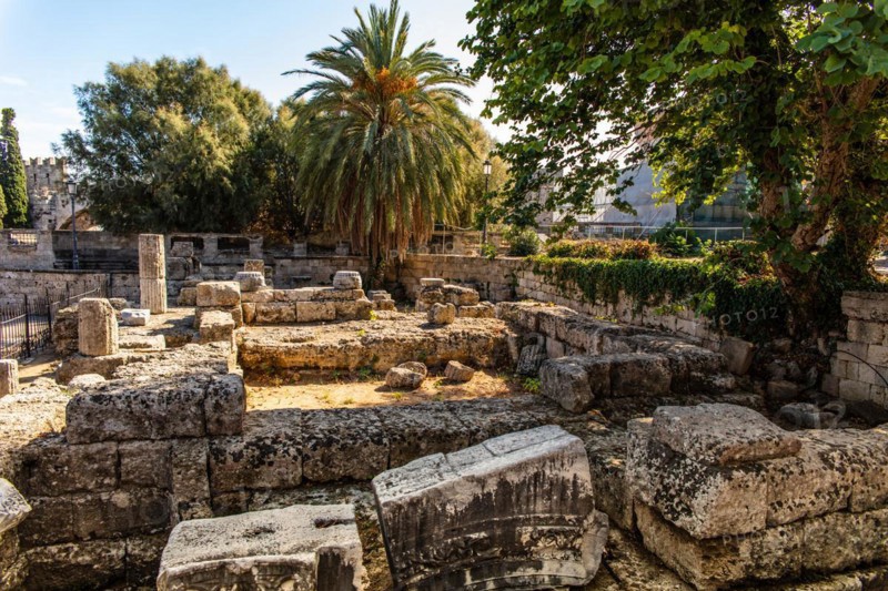 Ruins of the Temple of Aphrodite, Rhodes Town, Greece, Europe