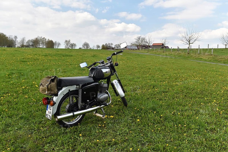 Vintage motorbike from the GDR MZ TS 150, Hesse, Germany, Europe