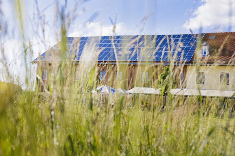 Large inn with solar roof in Bavaria., Baiernrain, Germany, Europe